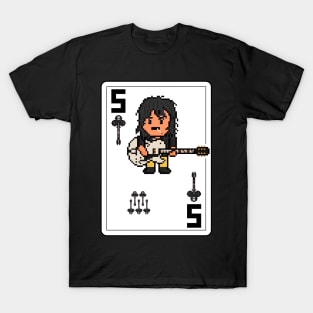 Pixelrockstars Five of Clubs Playing Card T-Shirt